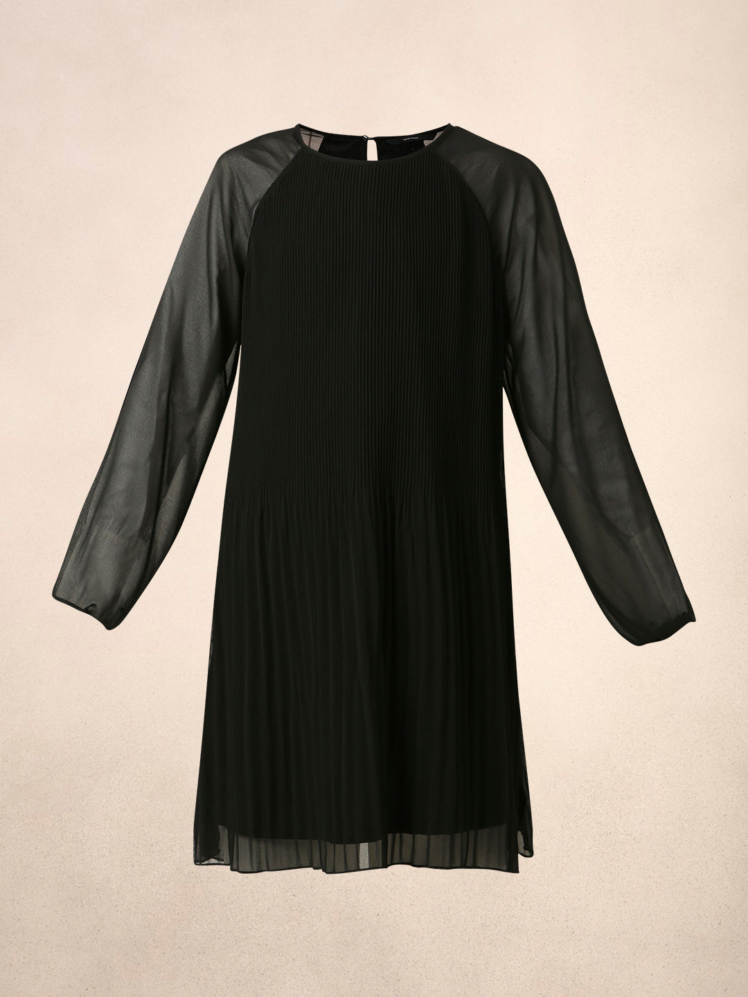 Black Pleated Sheer Dress