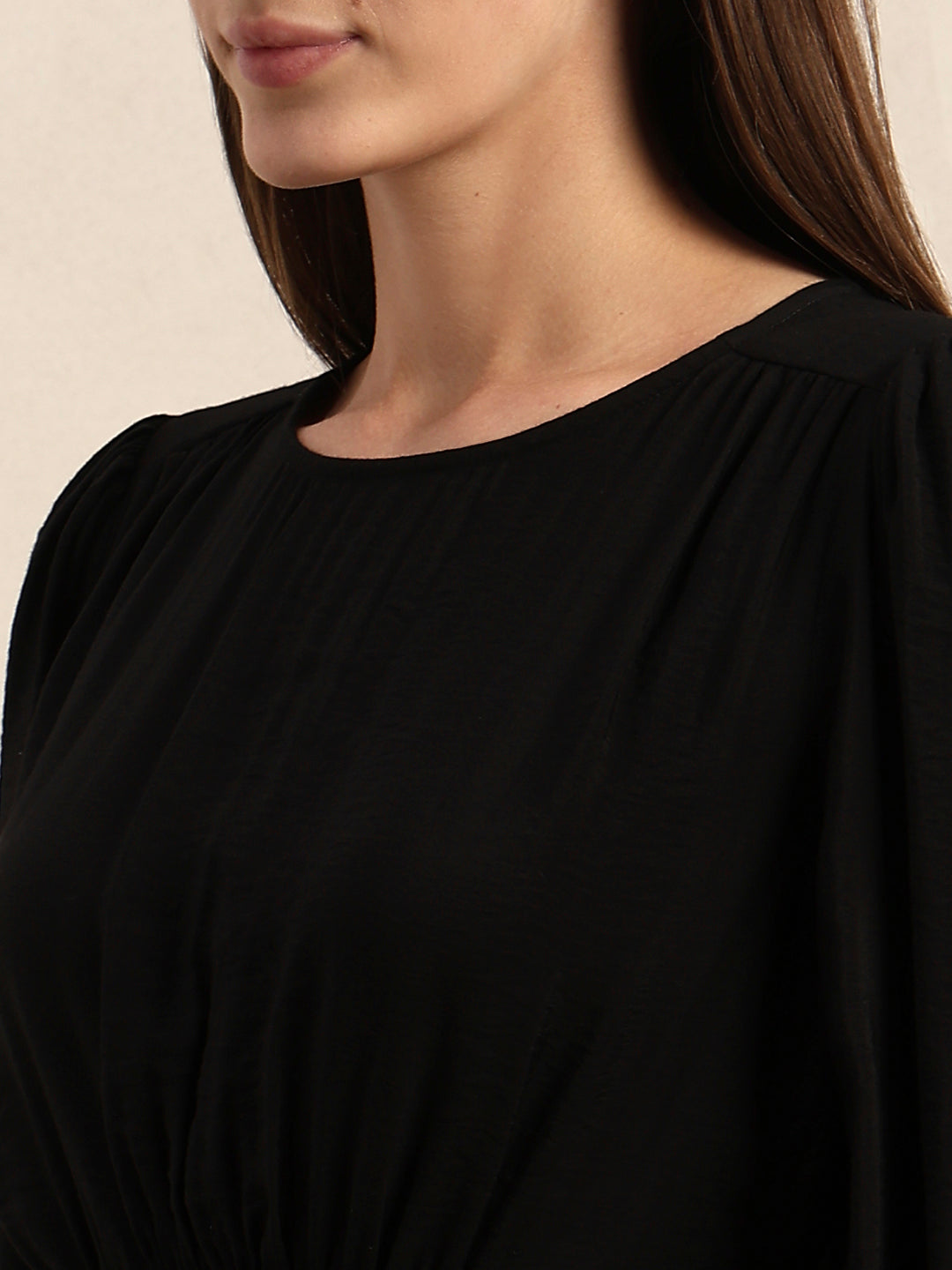 Puff Sleeves O-Neck Mini Dress