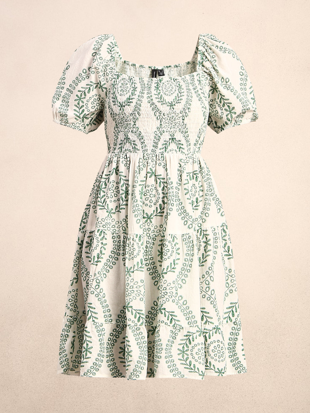 Smocked Organic Cotton Dress - Green