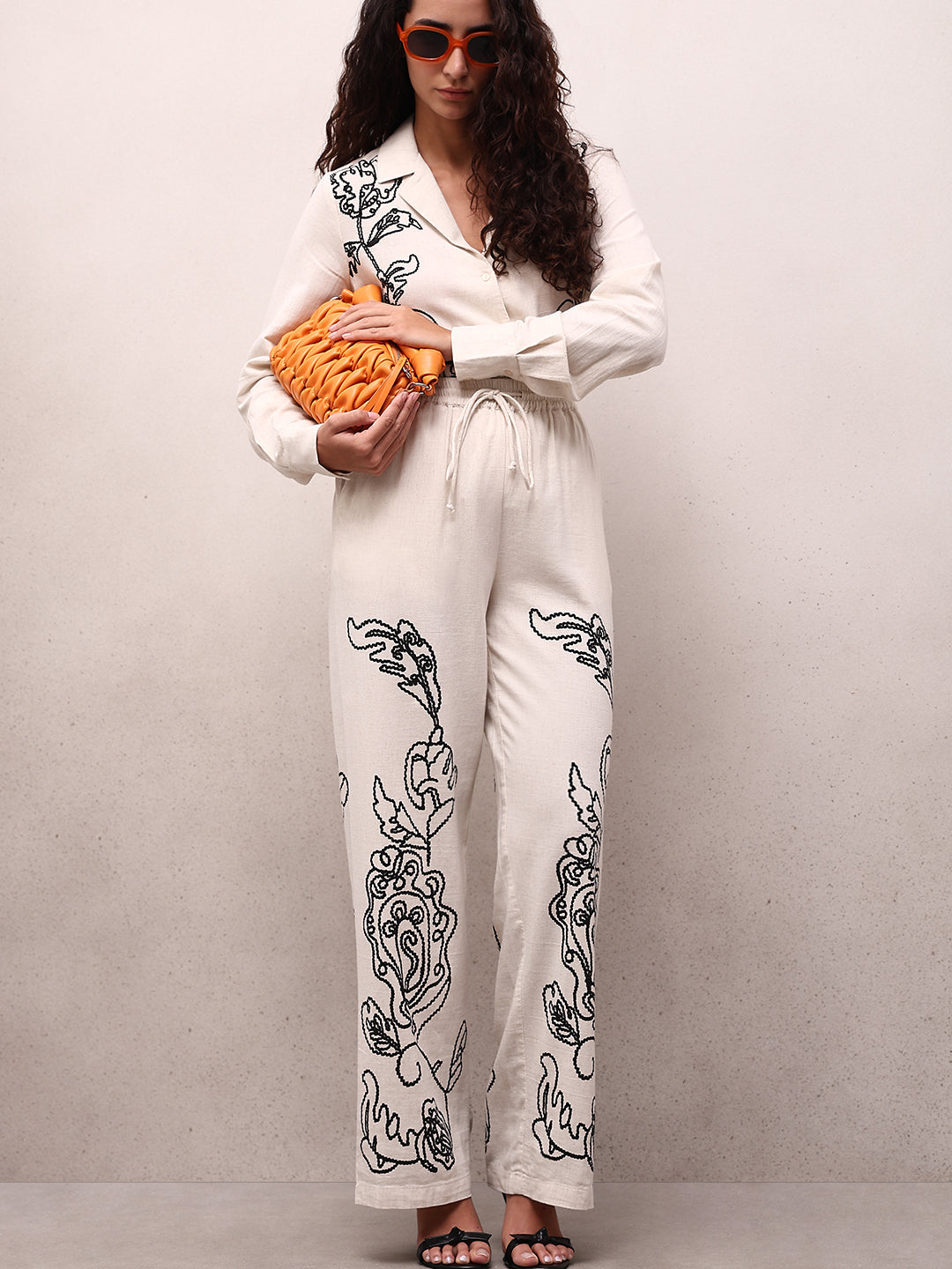 Black Cording High Rise Pants