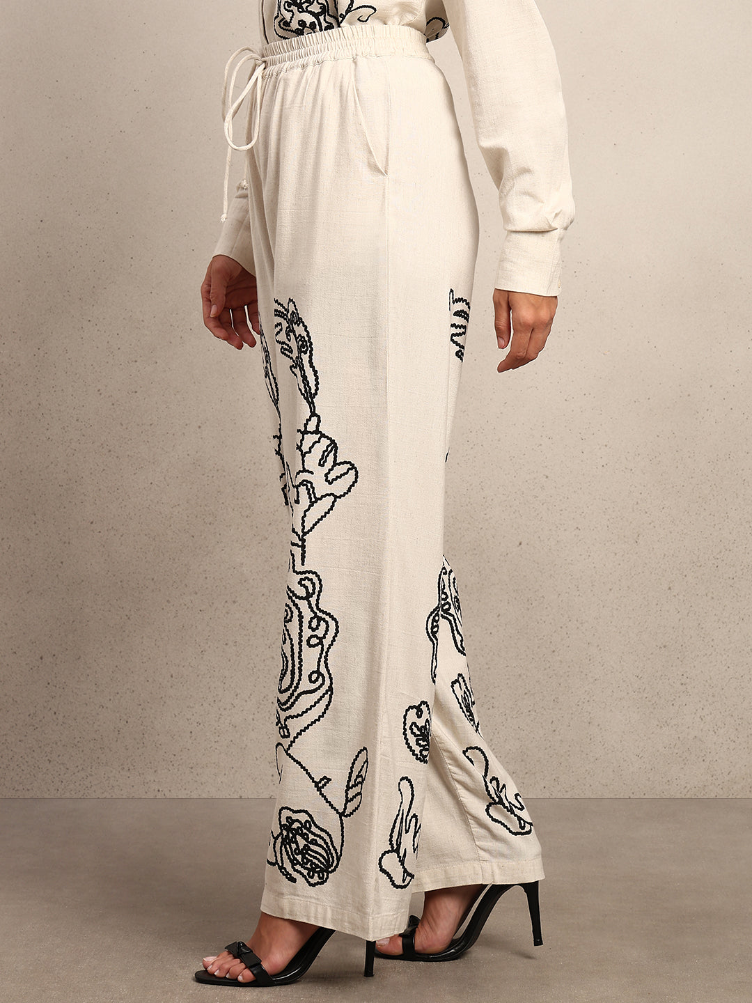 Black Cording High Rise Pants