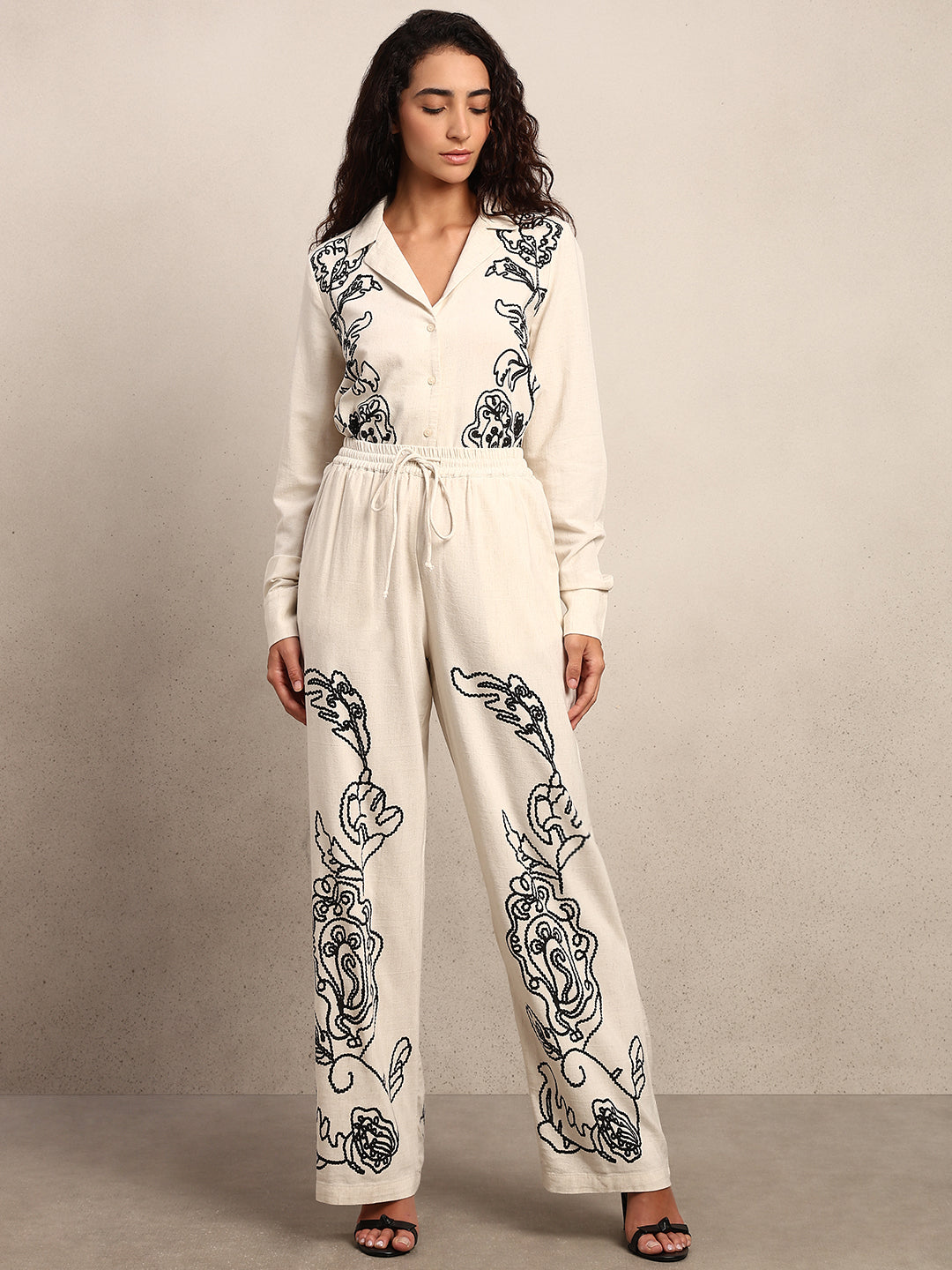 Black Cording High Rise Pants