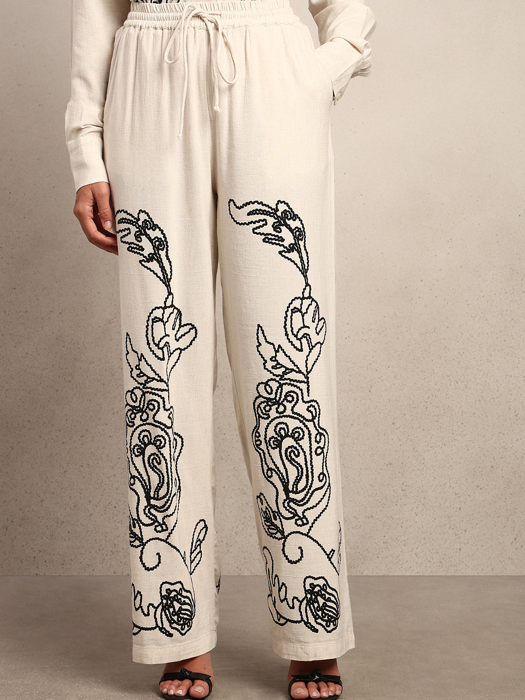 Black Cording High Rise Pants