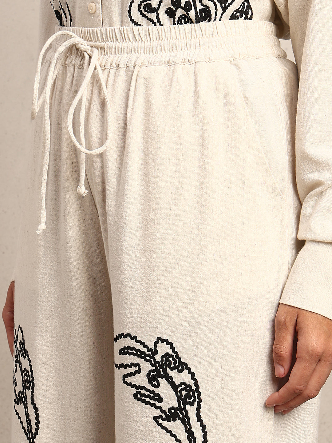 Black Cording High Rise Pants