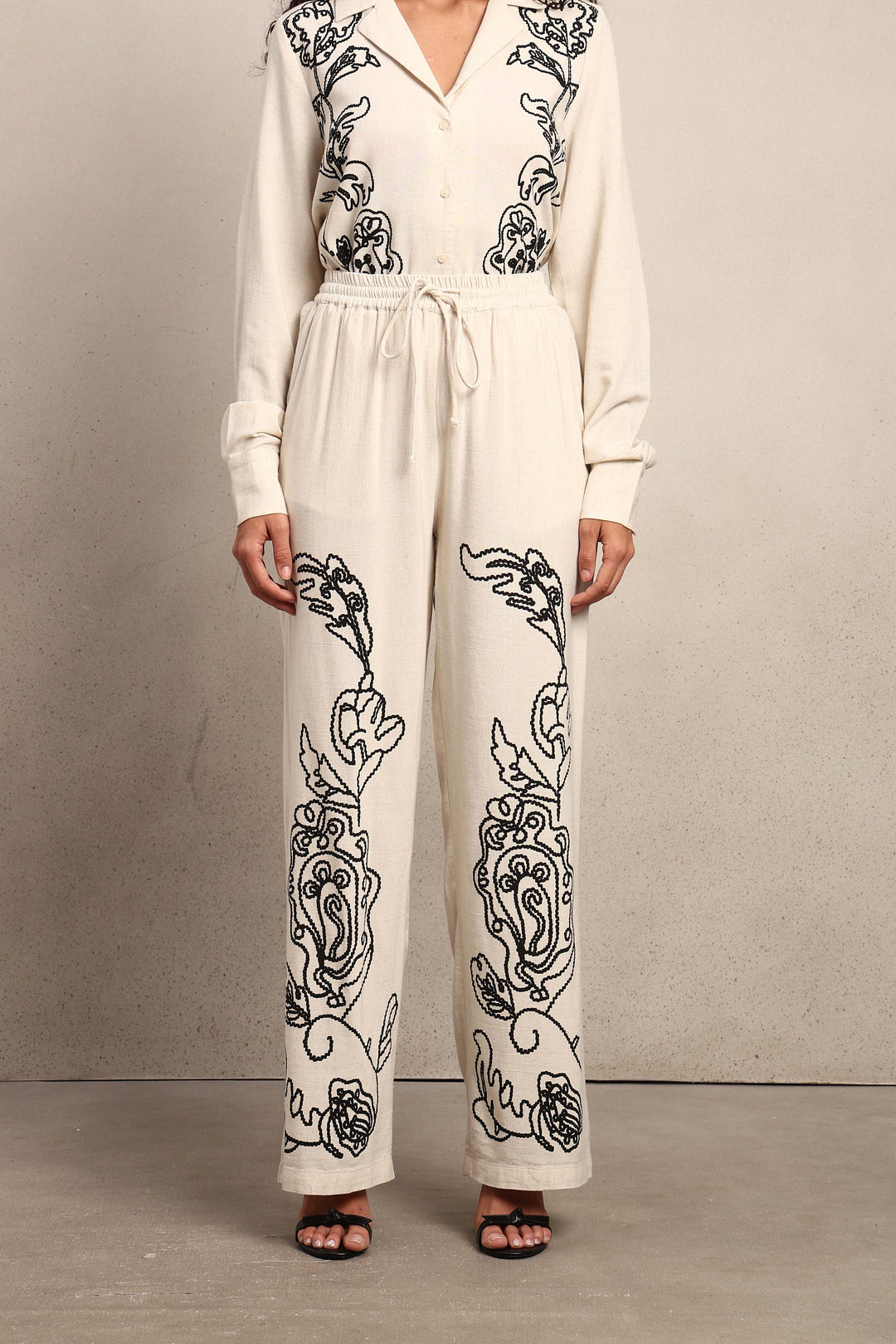 Black Cording High Rise Pants