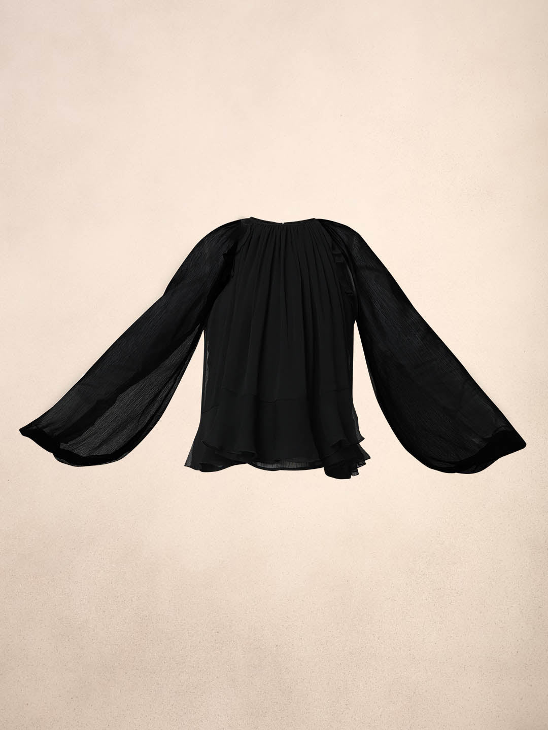 Sheer Ruffle Top - Black