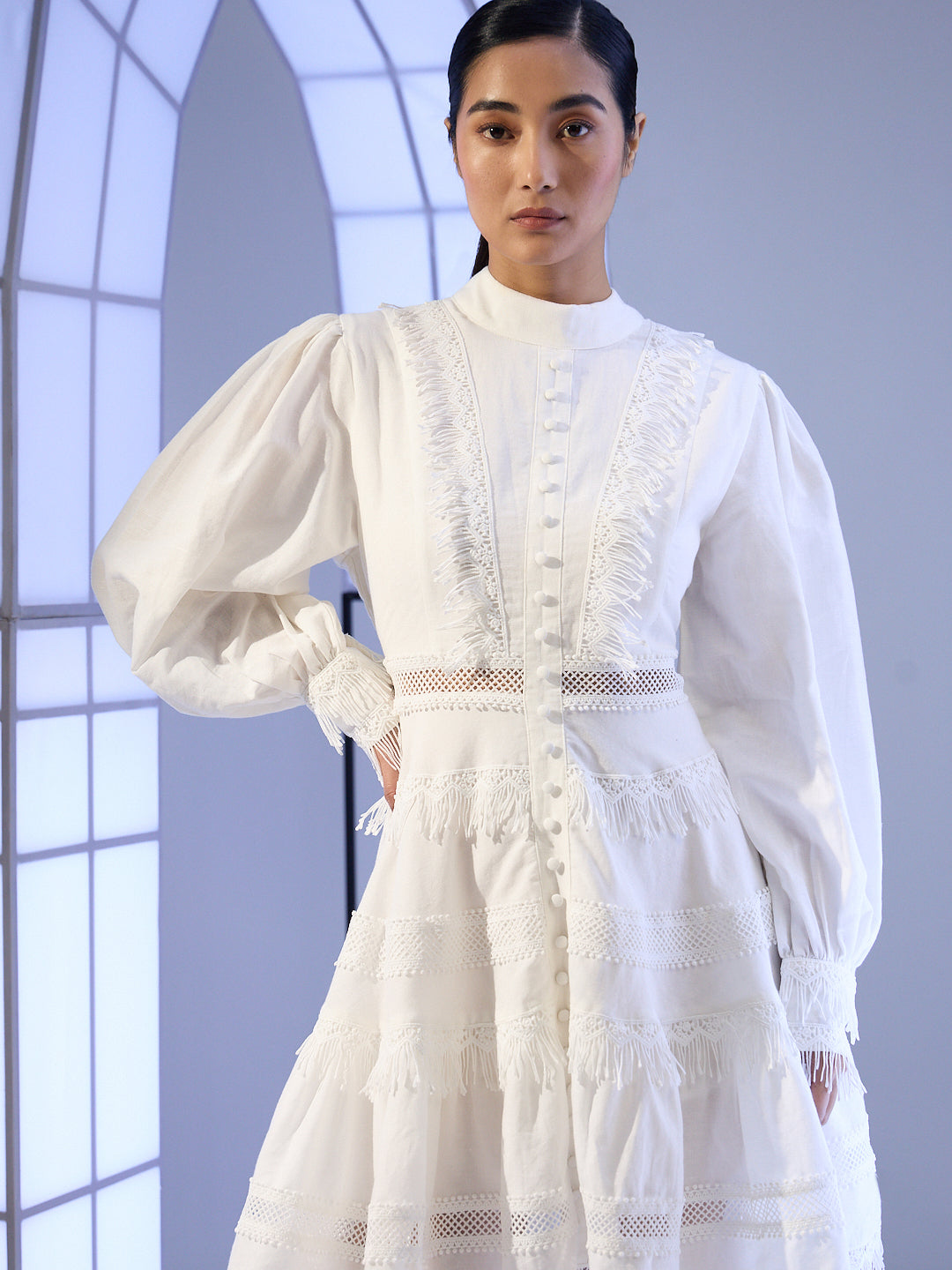 EDIT White Boho Tiered Mini Dress