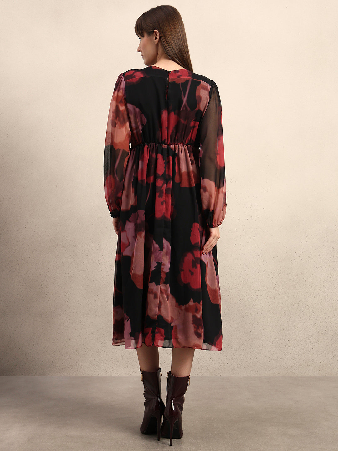 Floral V-Neck Midi Dress