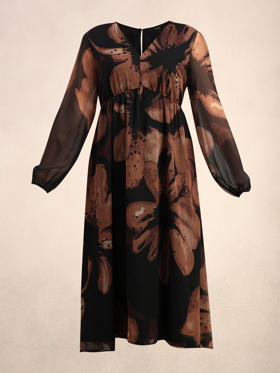 Floral Midi V-Neck Dress