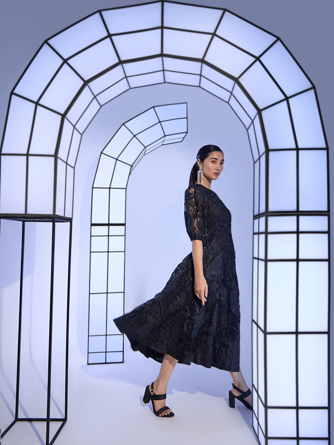 Black Lace Midaxi Dress