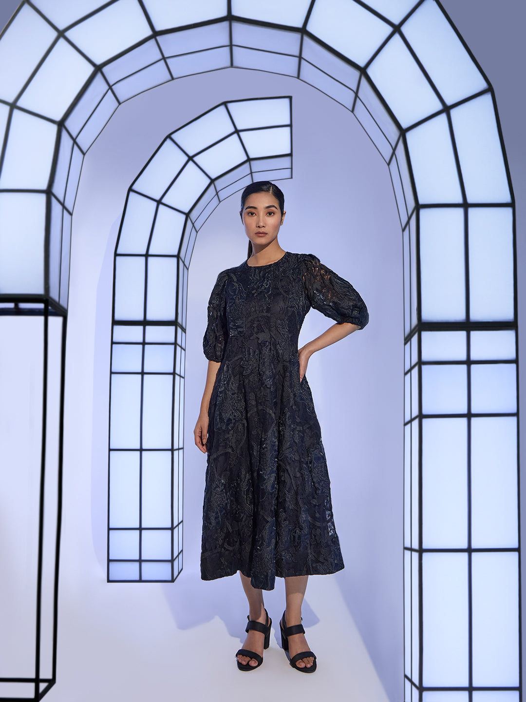 Black Lace Midaxi Dress