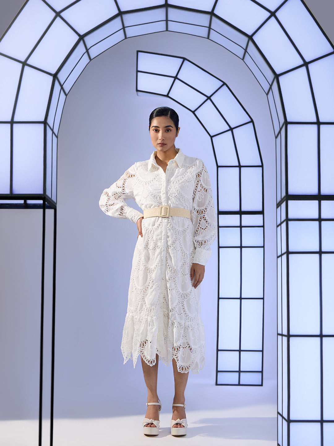 EDIT Lace Belted Dress