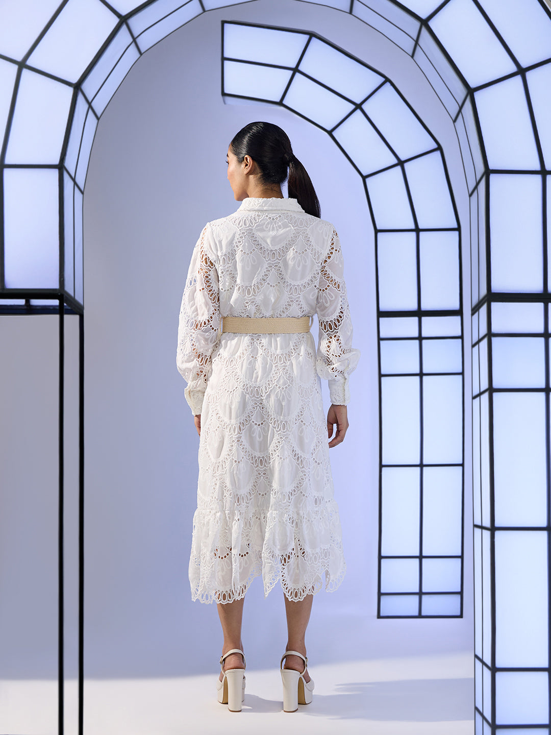 EDIT Lace Belted Dress