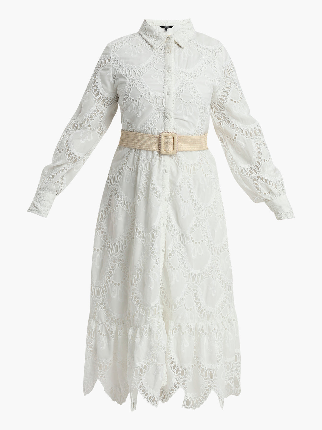 EDIT Lace Belted Dress