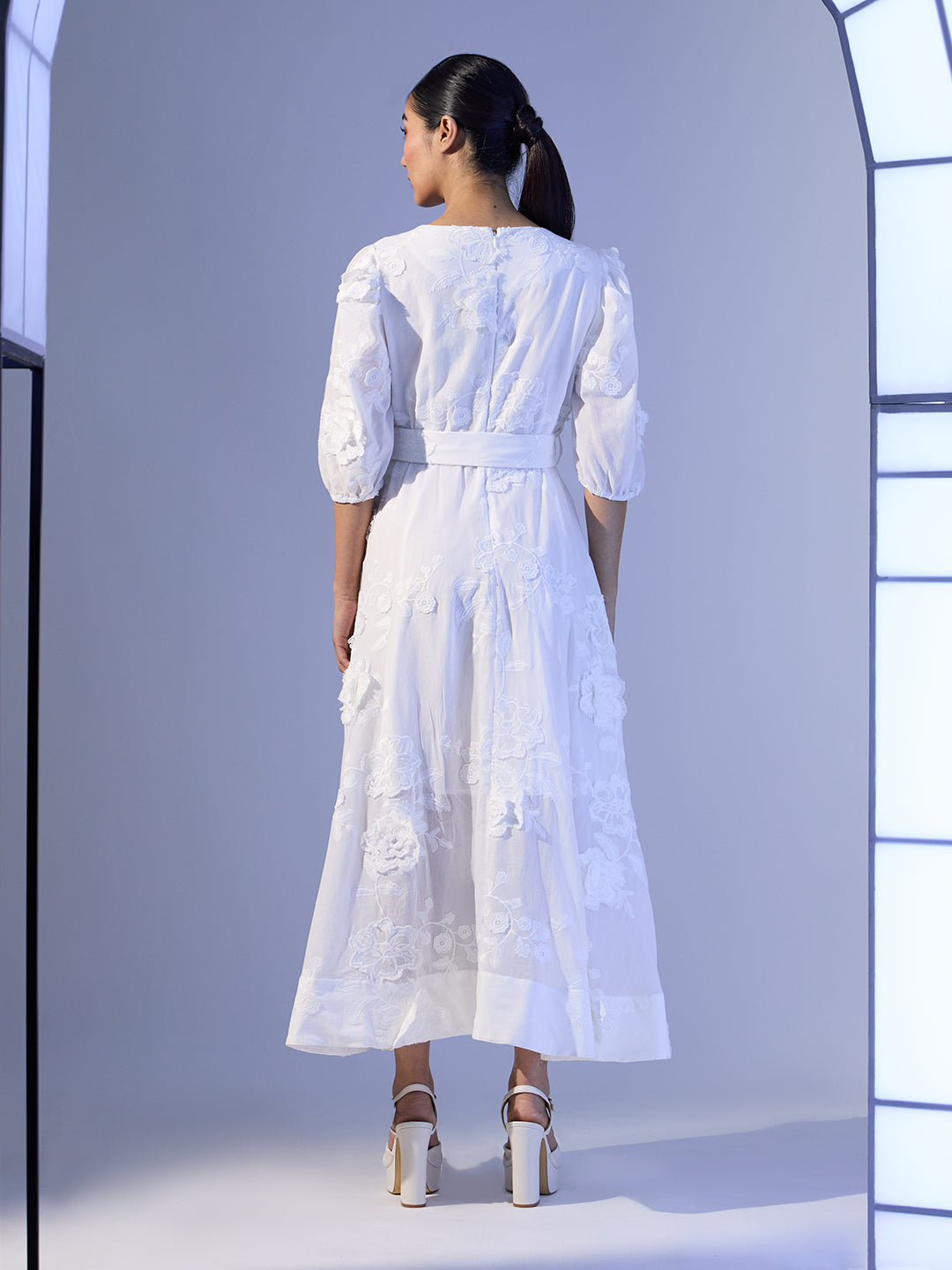 EDIT Embroidered Belted Dress