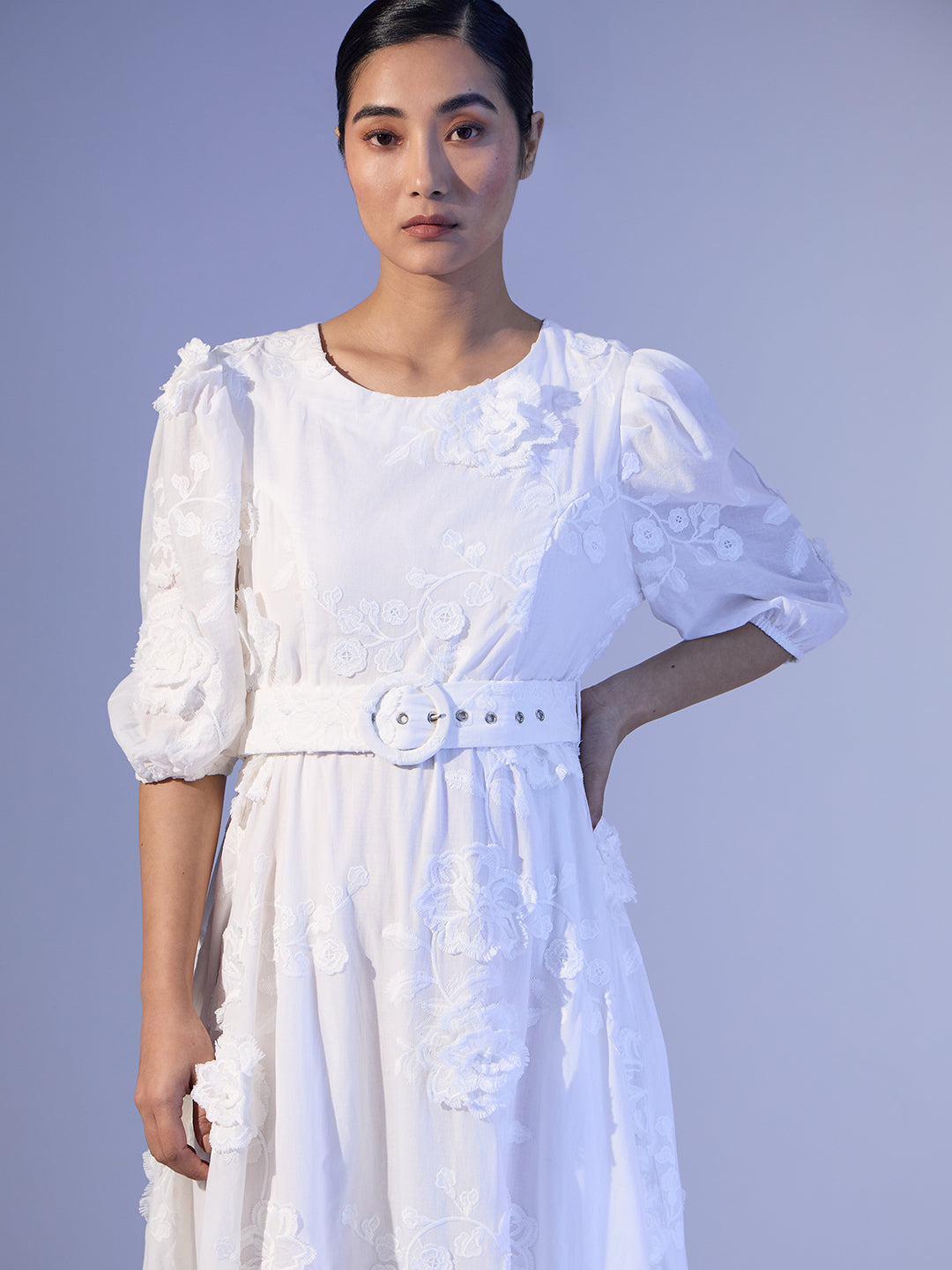 EDIT Embroidered Belted Dress