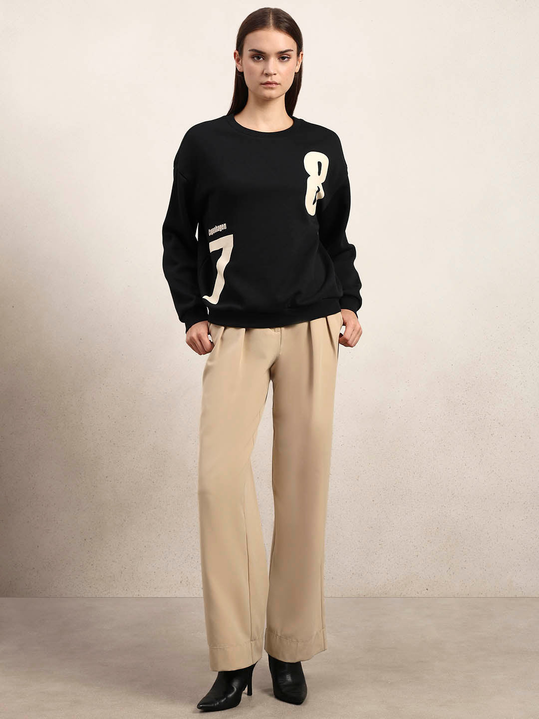 Black Printed Sweatshirt