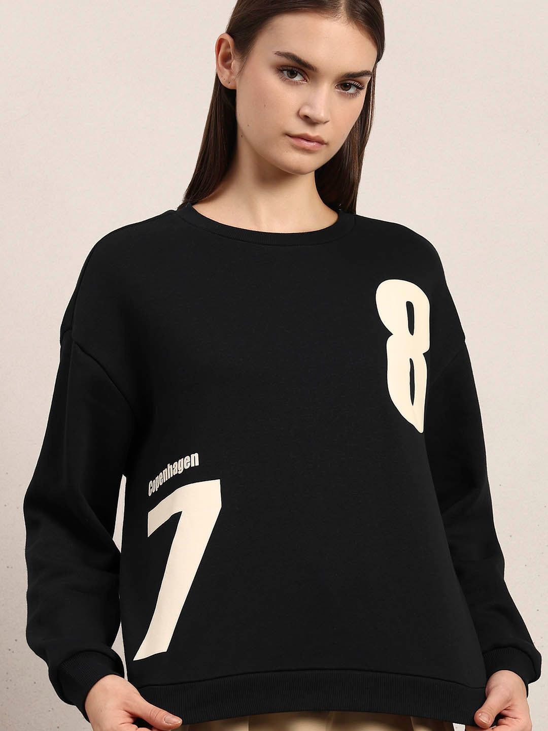 Black Printed Sweatshirt