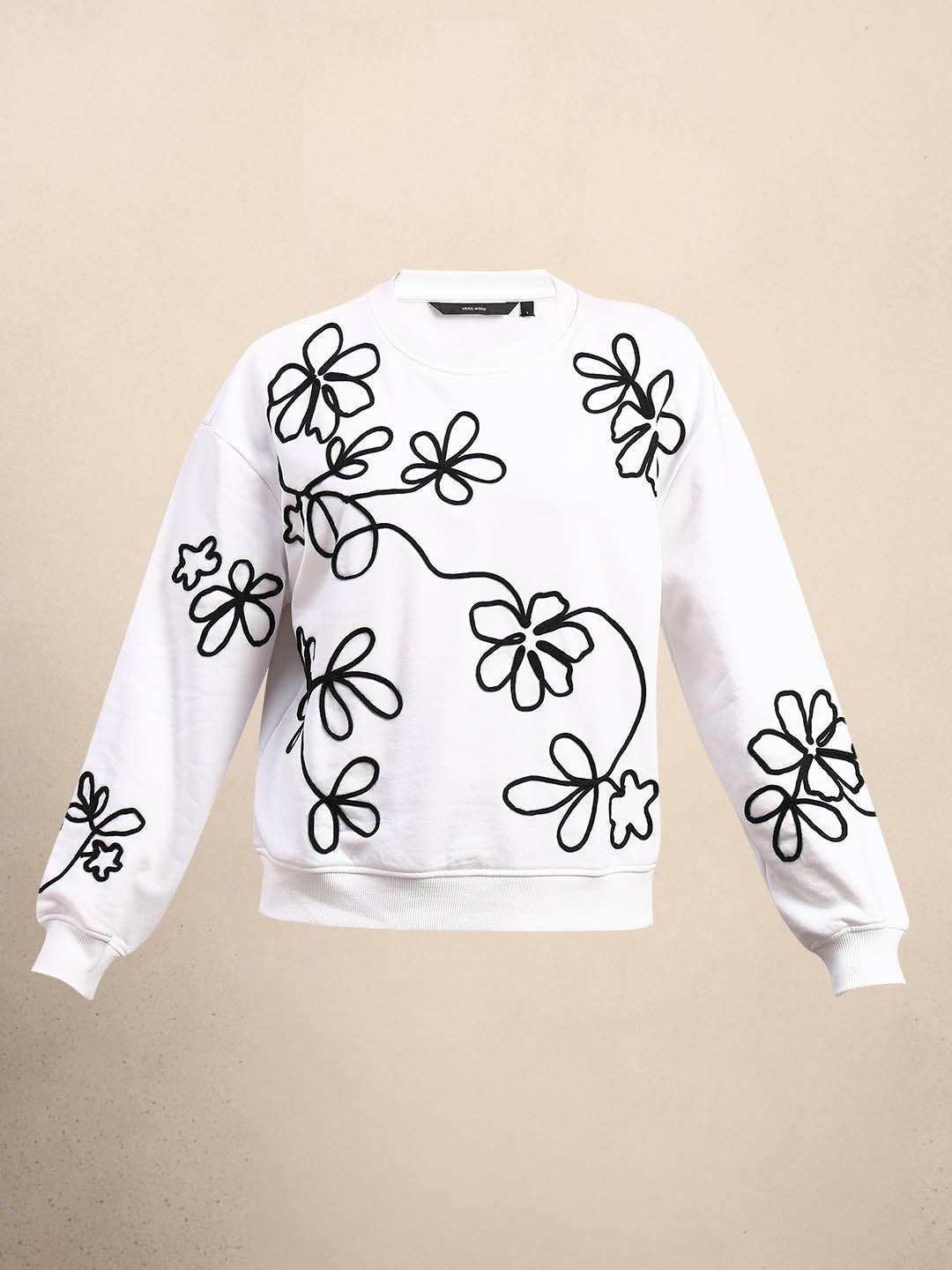 White Floral Print Sweatshirt