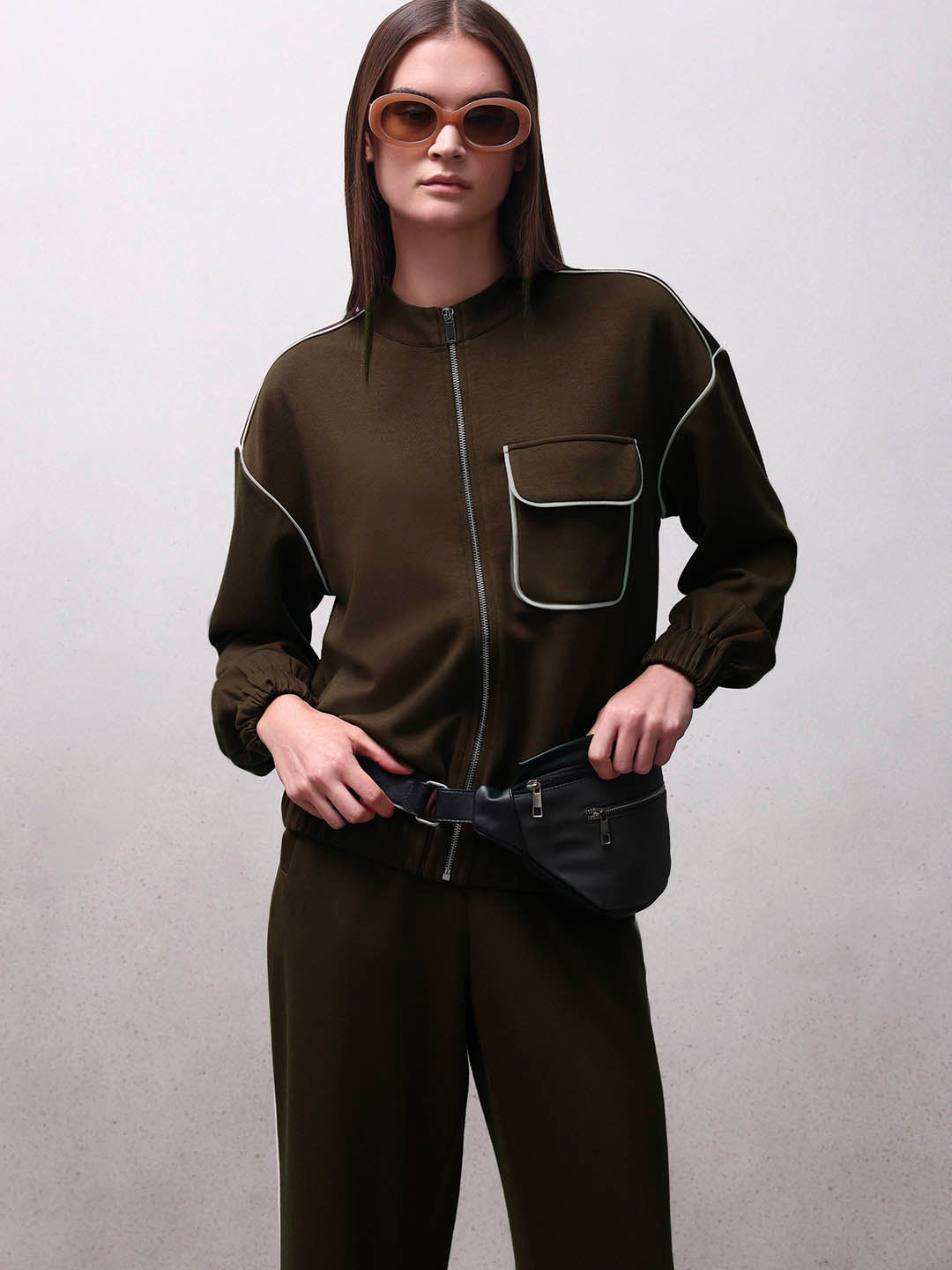 Dark Brown Zip-Up Jacket