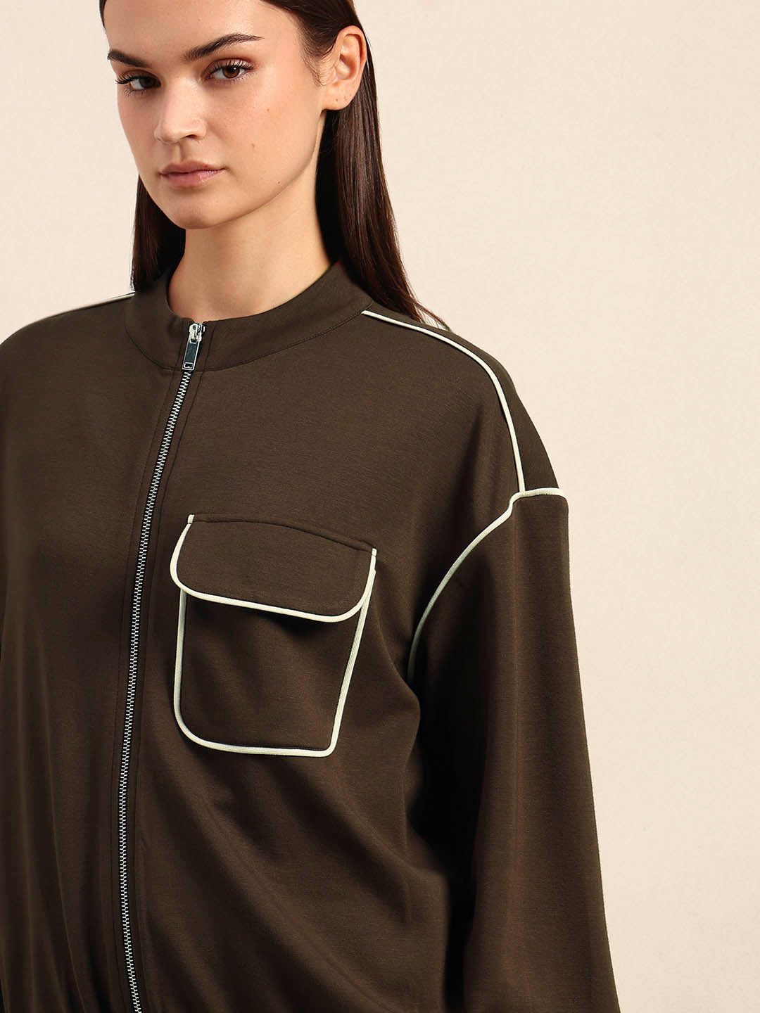 Dark Brown Zip-Up Jacket