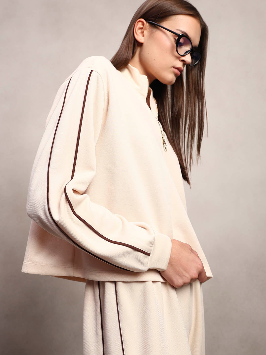 ☁️moca☕️ Quarter-Zip Mock Neck Sweatshirt