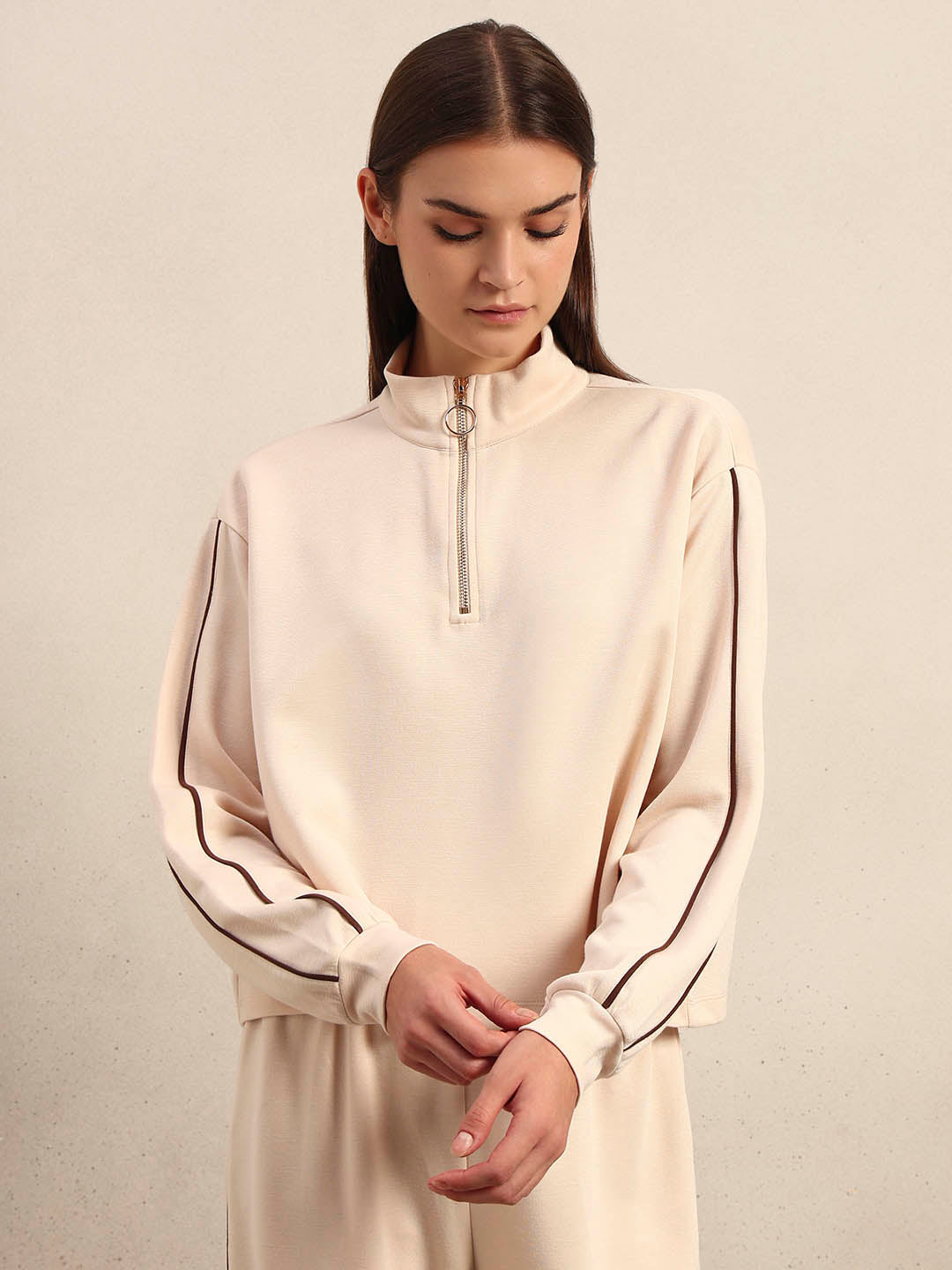 Quarter-Zip Mock Neck Sweatshirt