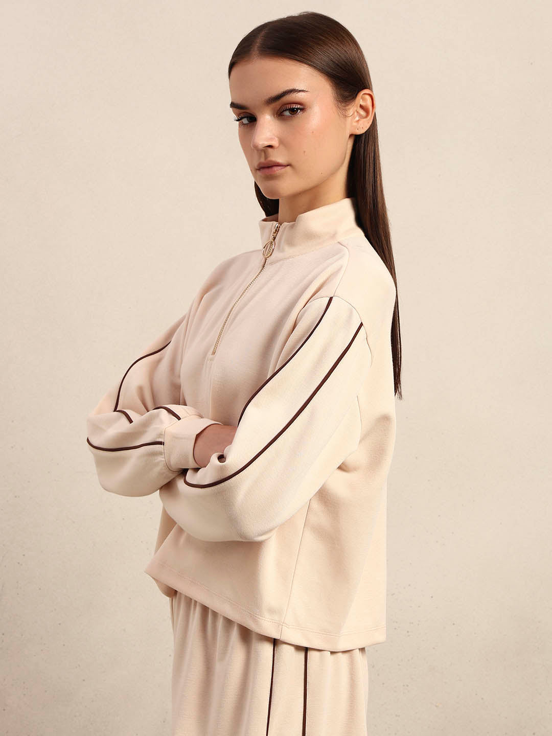 Quarter-Zip Mock Neck Sweatshirt