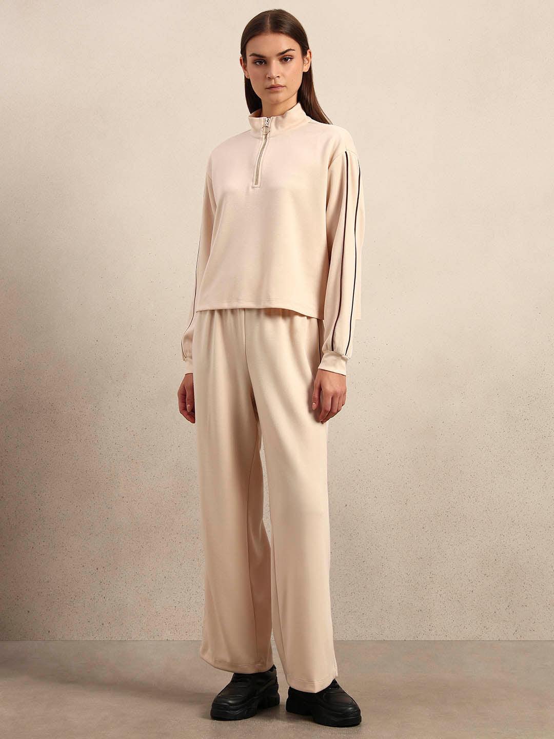 Quarter-Zip Mock Neck Sweatshirt