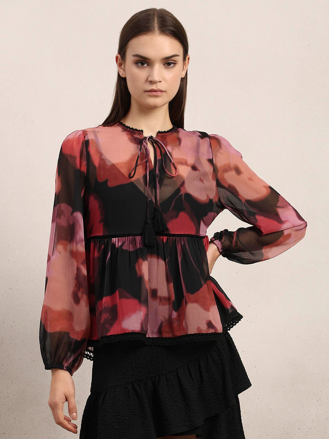 Floral Chiffon Sheer Top