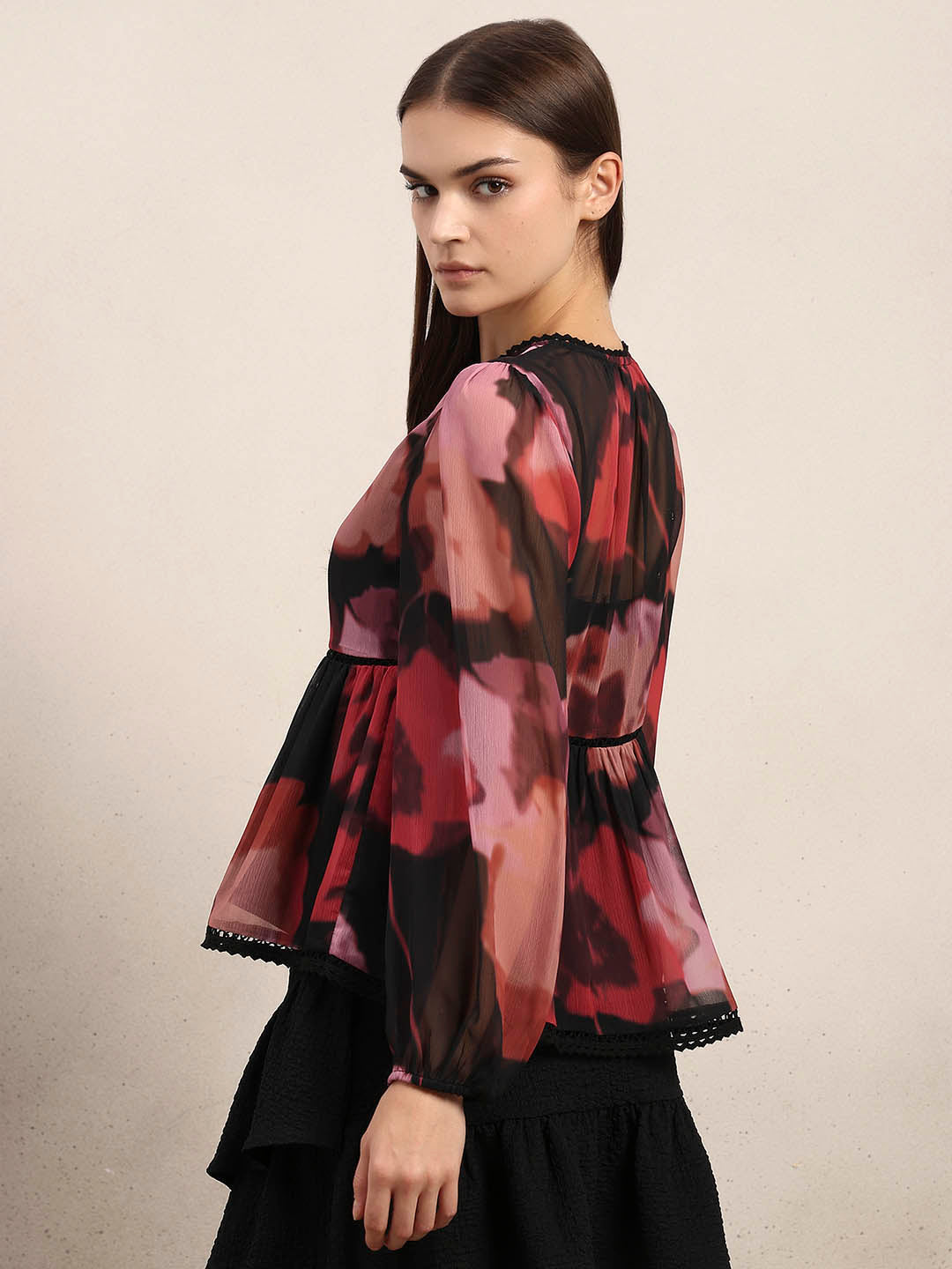 Floral Chiffon Sheer Top