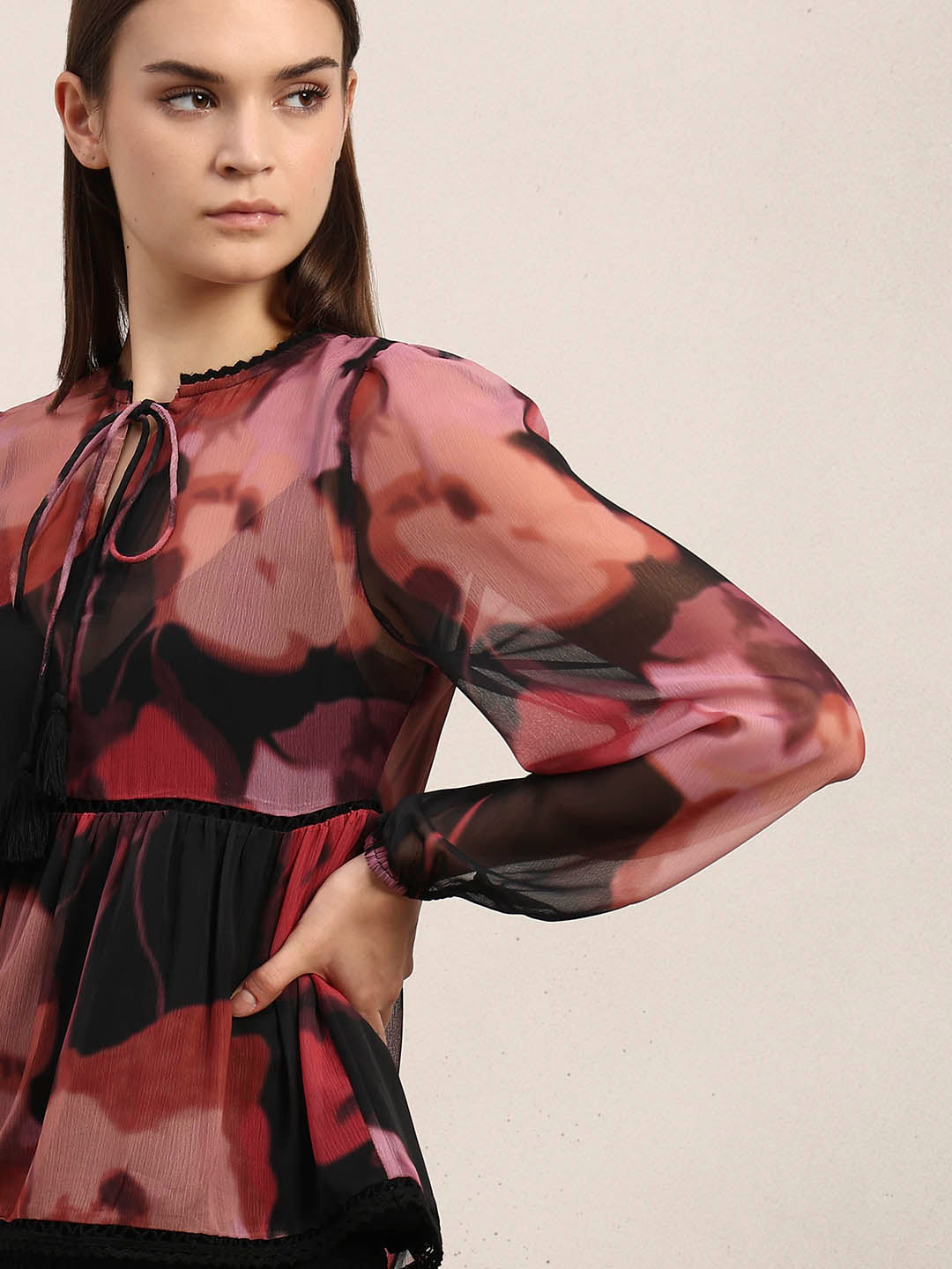 Floral Chiffon Sheer Top