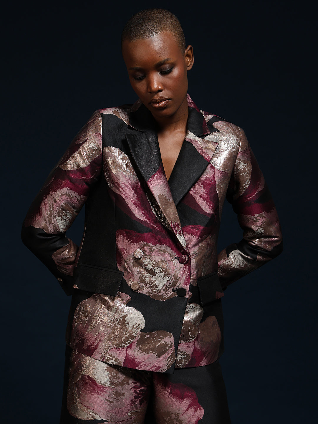 Marquee Floral Double-Breasted Blazer