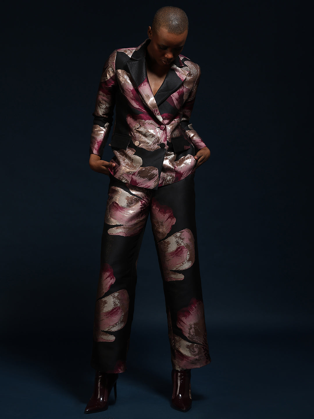 Marquee Floral Double-Breasted Blazer
