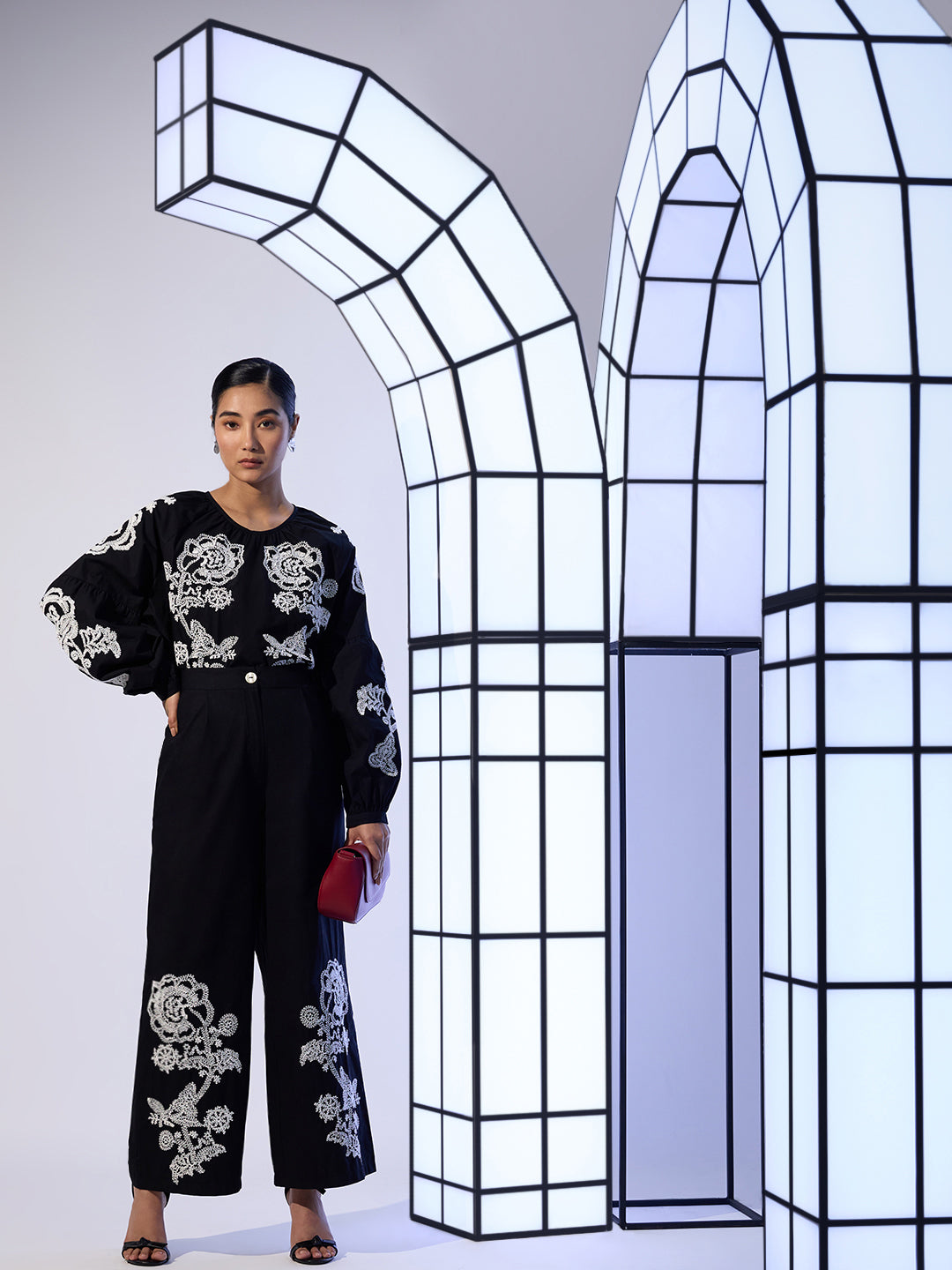 EDIT Embroidered Wide Leg Pants