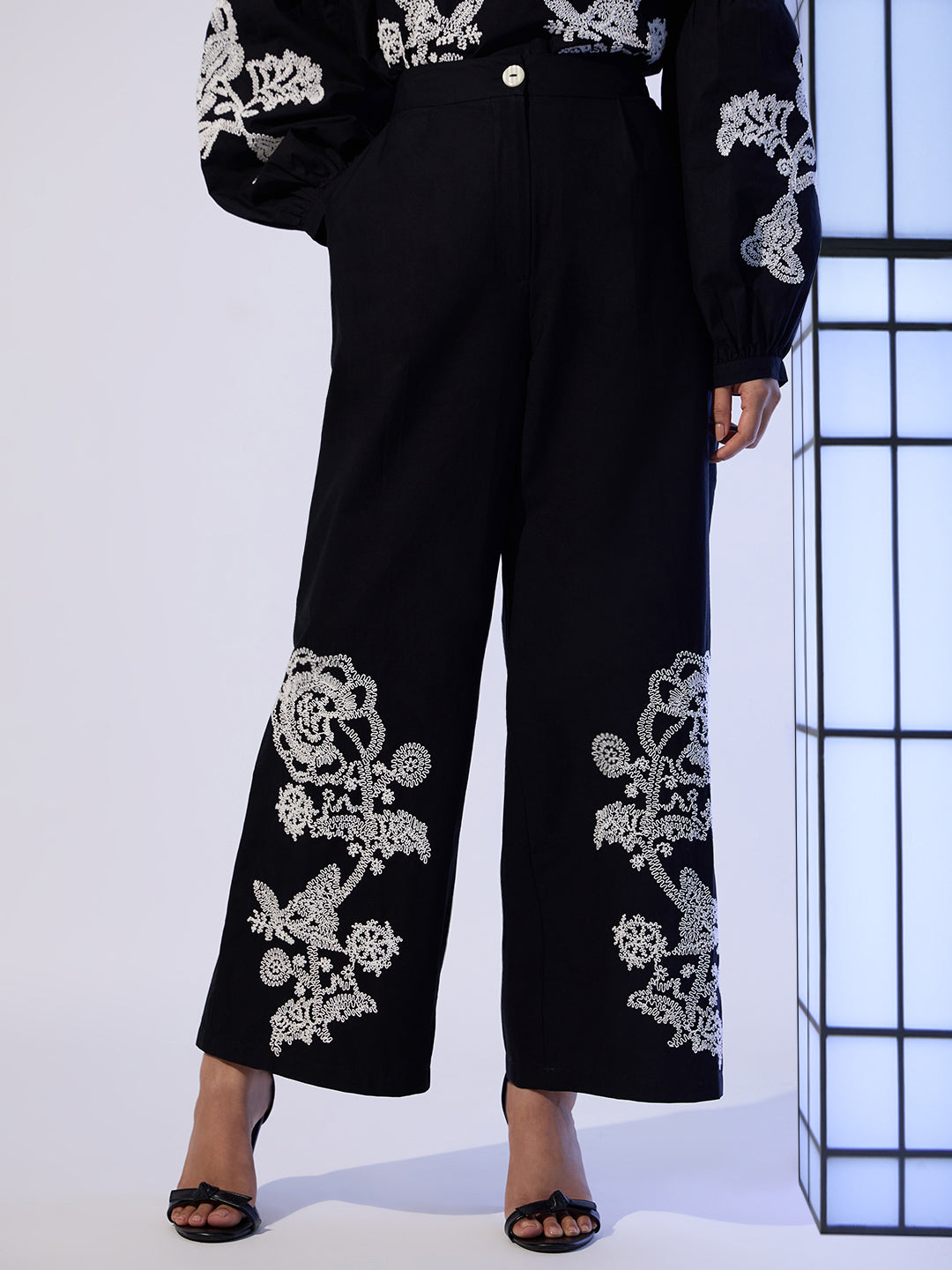 EDIT Embroidered Wide Leg Pants