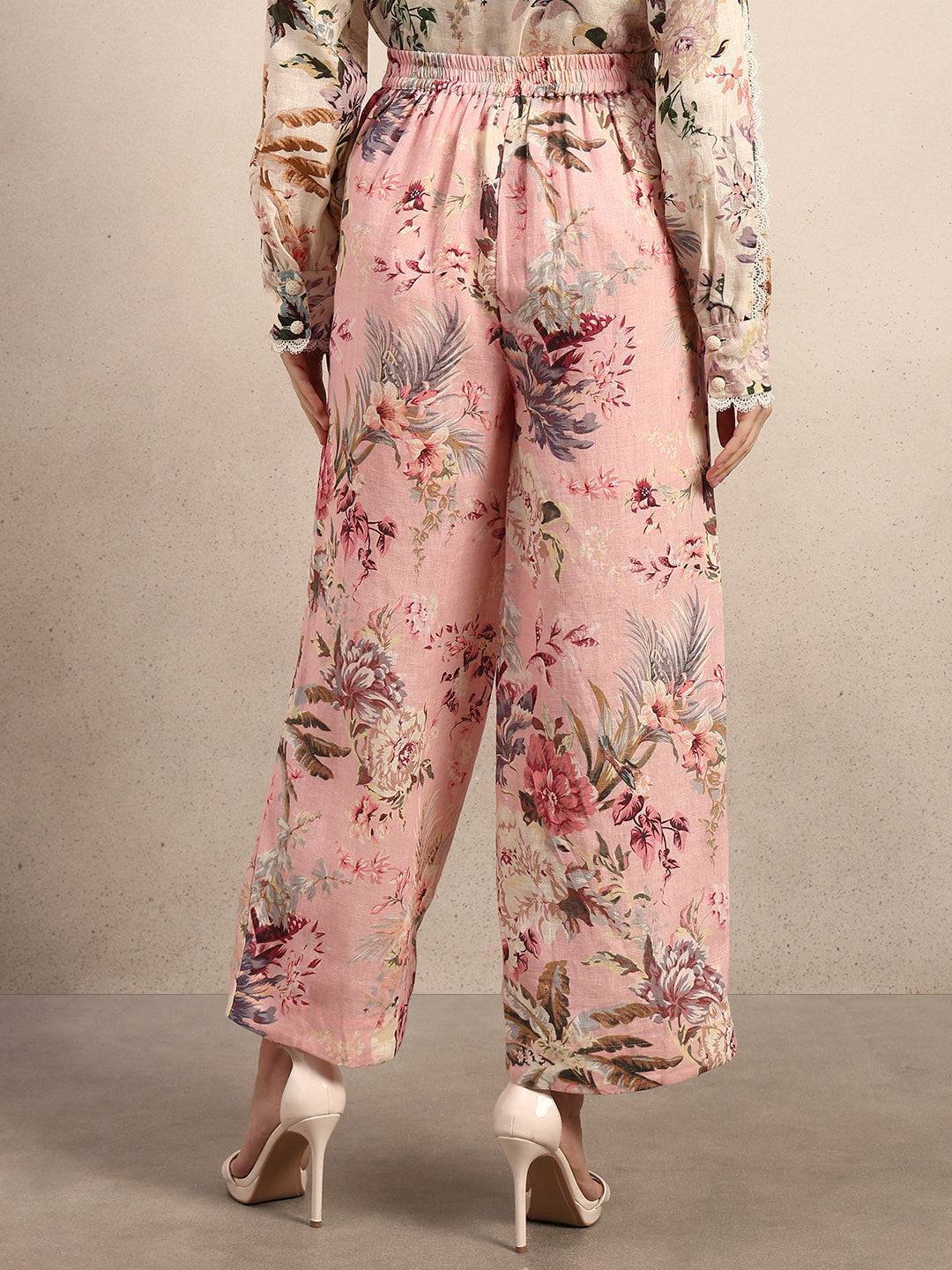 Floral Wide Leg Linen Pants