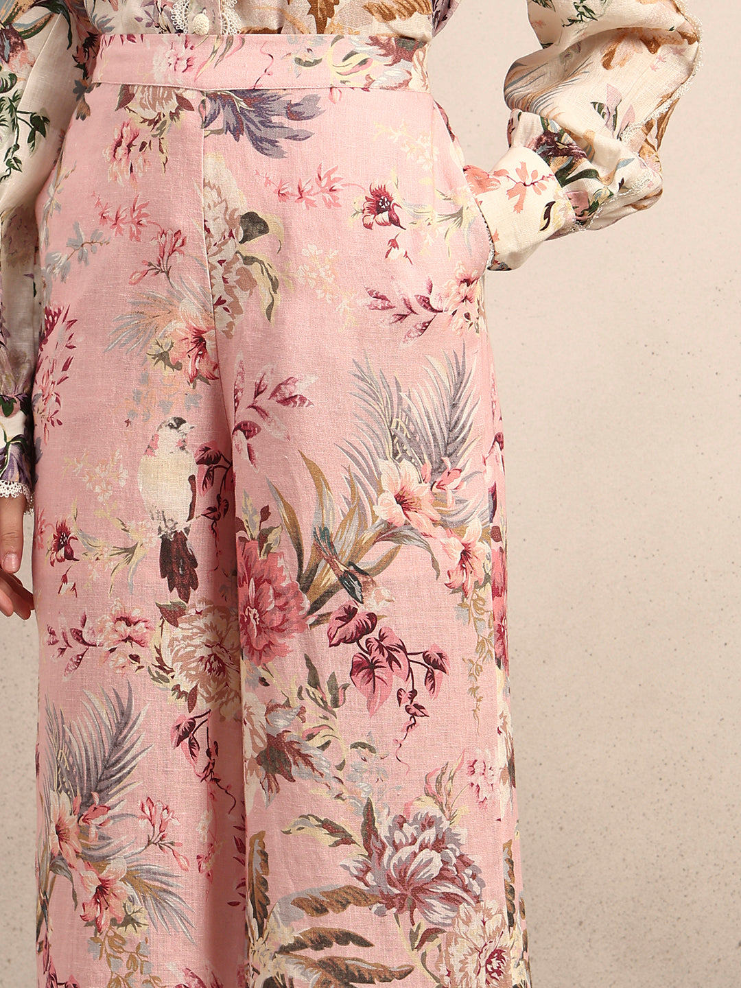 Floral Wide Leg Linen Pants