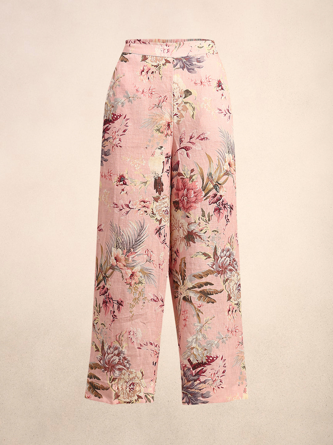 Floral Wide Leg Linen Pants