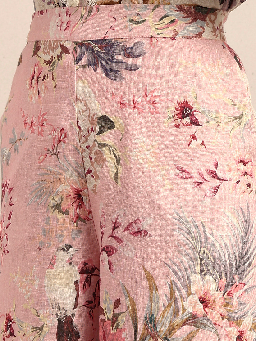 Floral Wide Leg Linen Pants