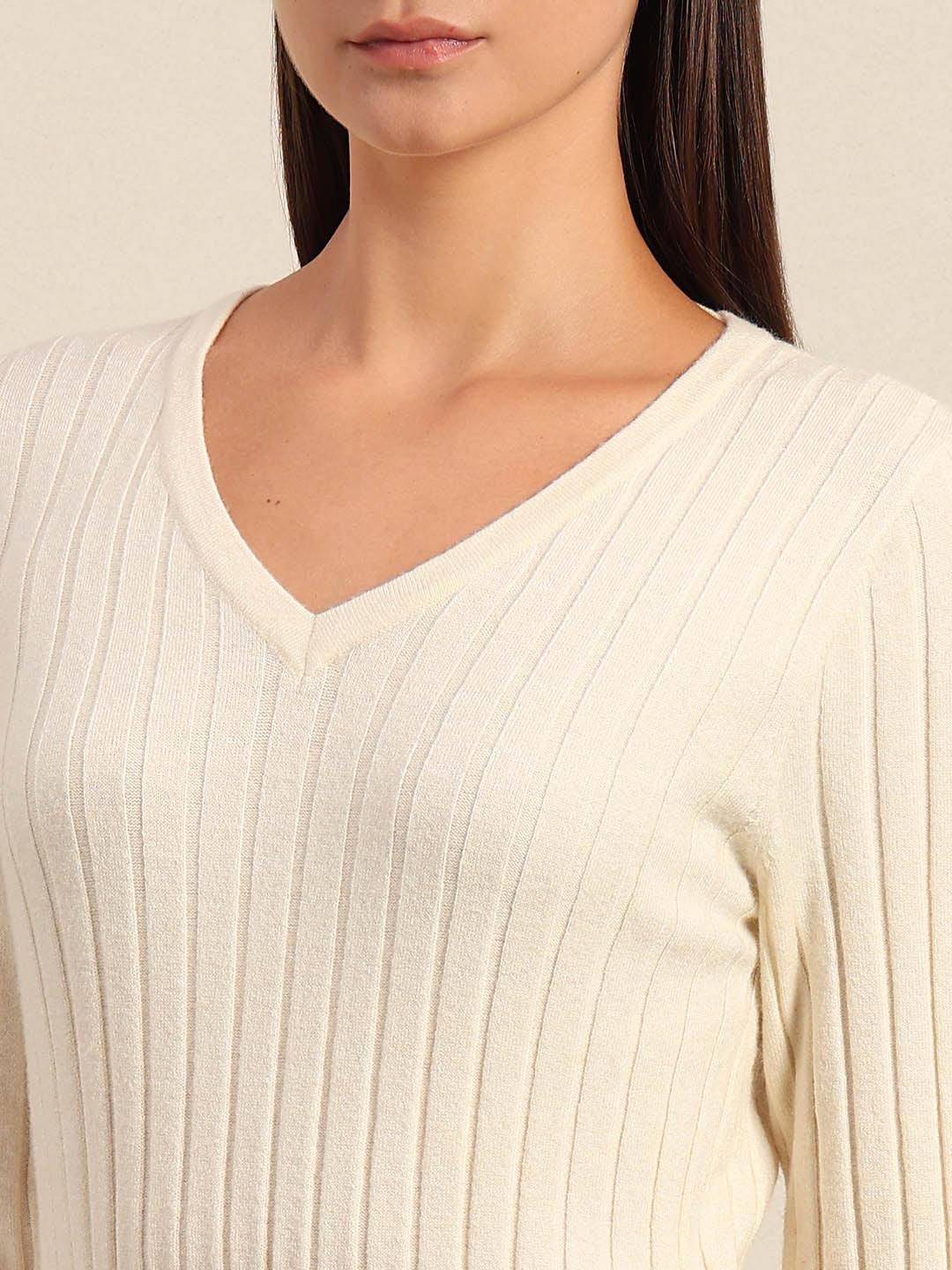 Ivory Ribbed Knit Dress