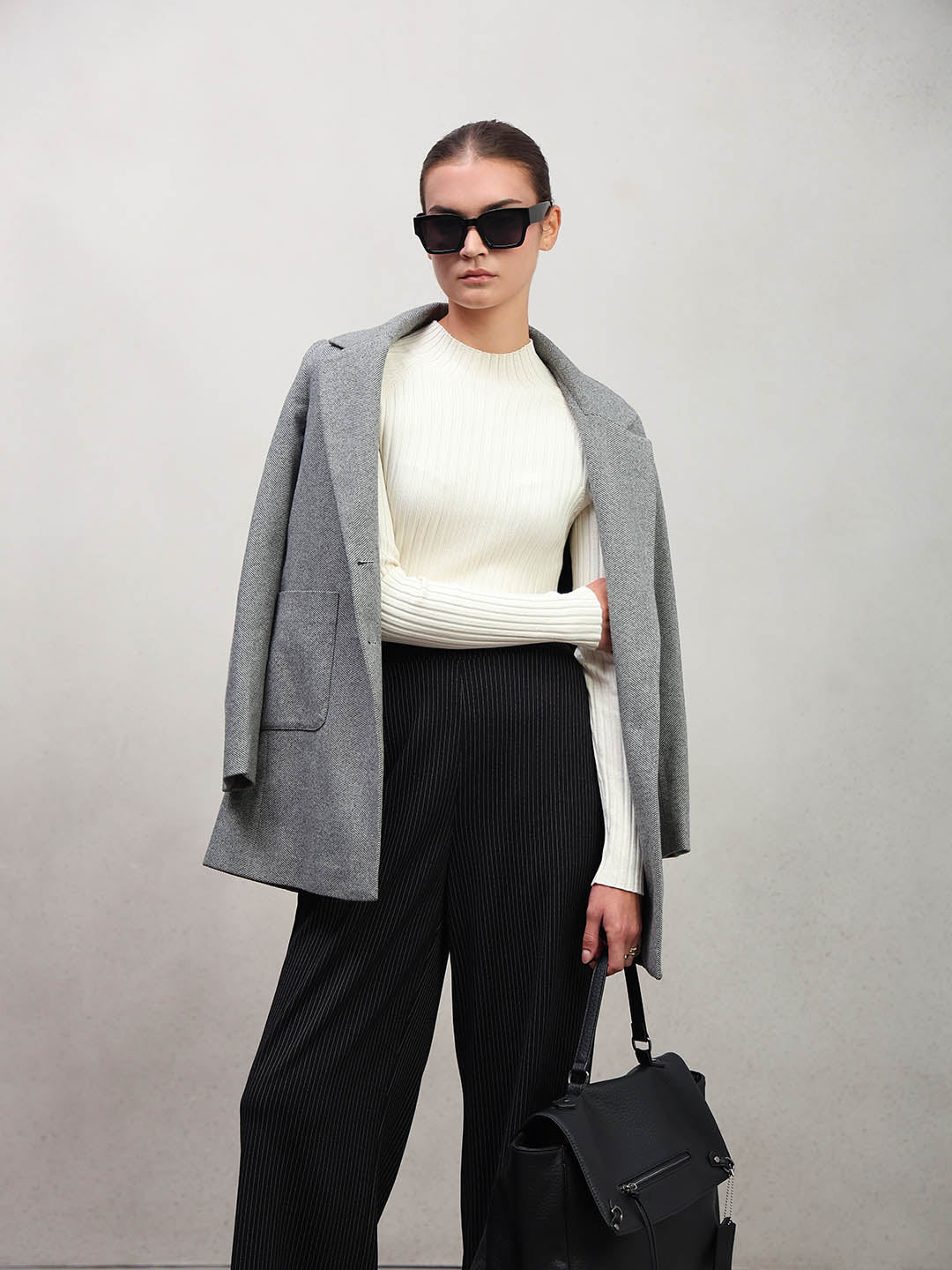 White Ribbed Knit Fitted Top