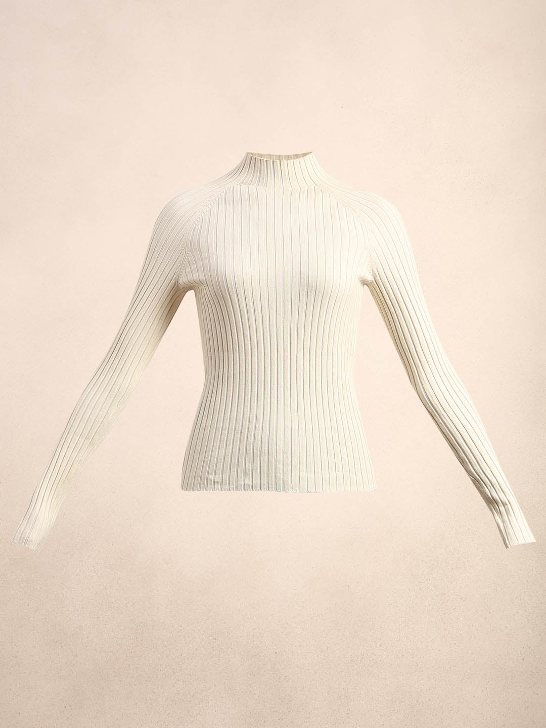 White Ribbed Knit Fitted Top