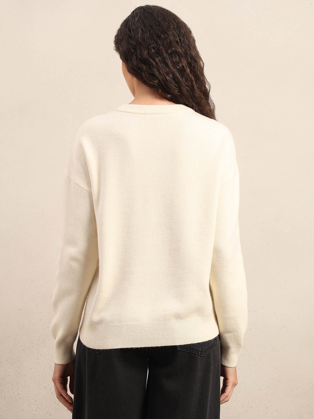 Floral Print Ivory Sweater