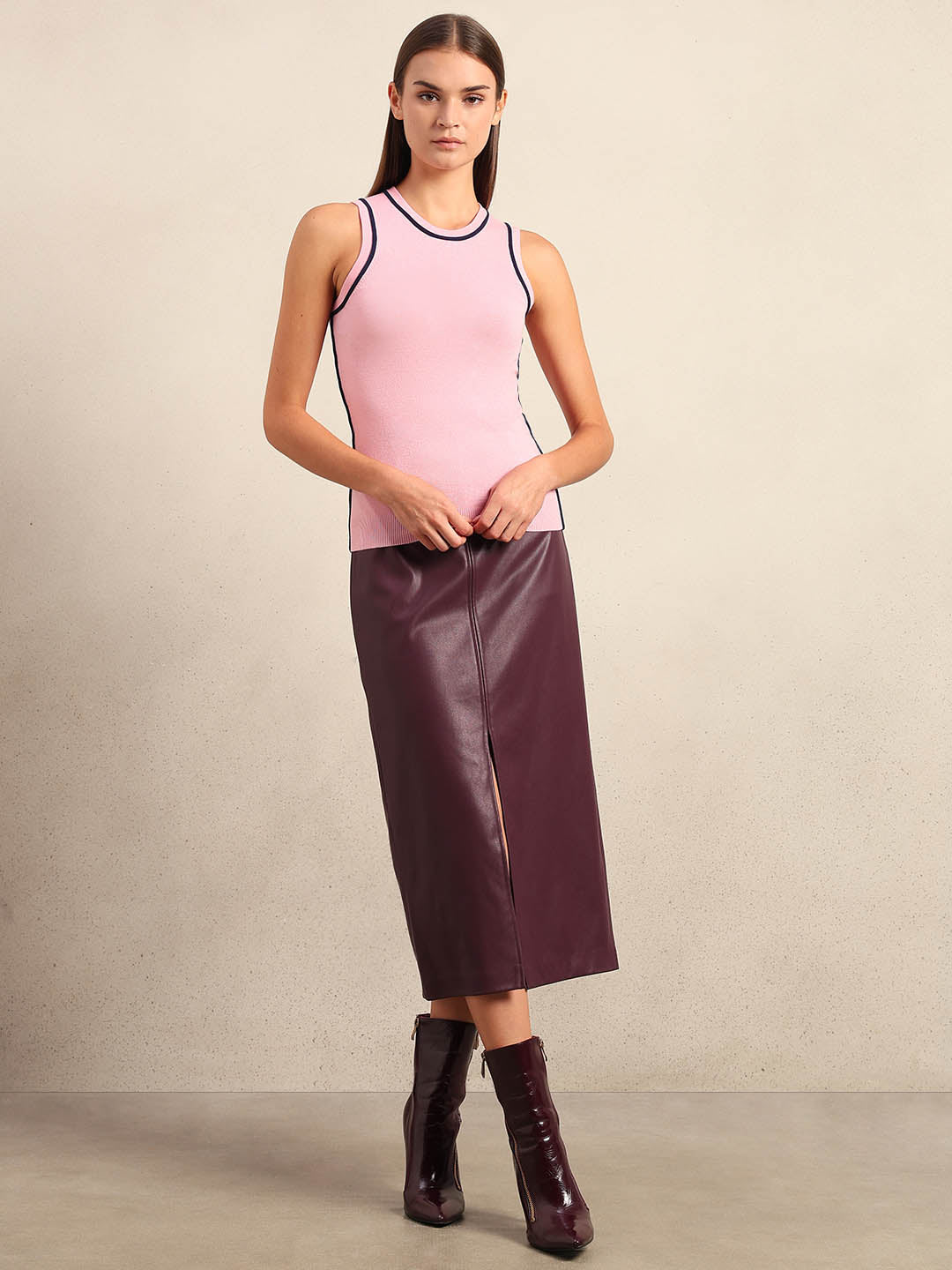 Pink Sleeveless Knit Tank