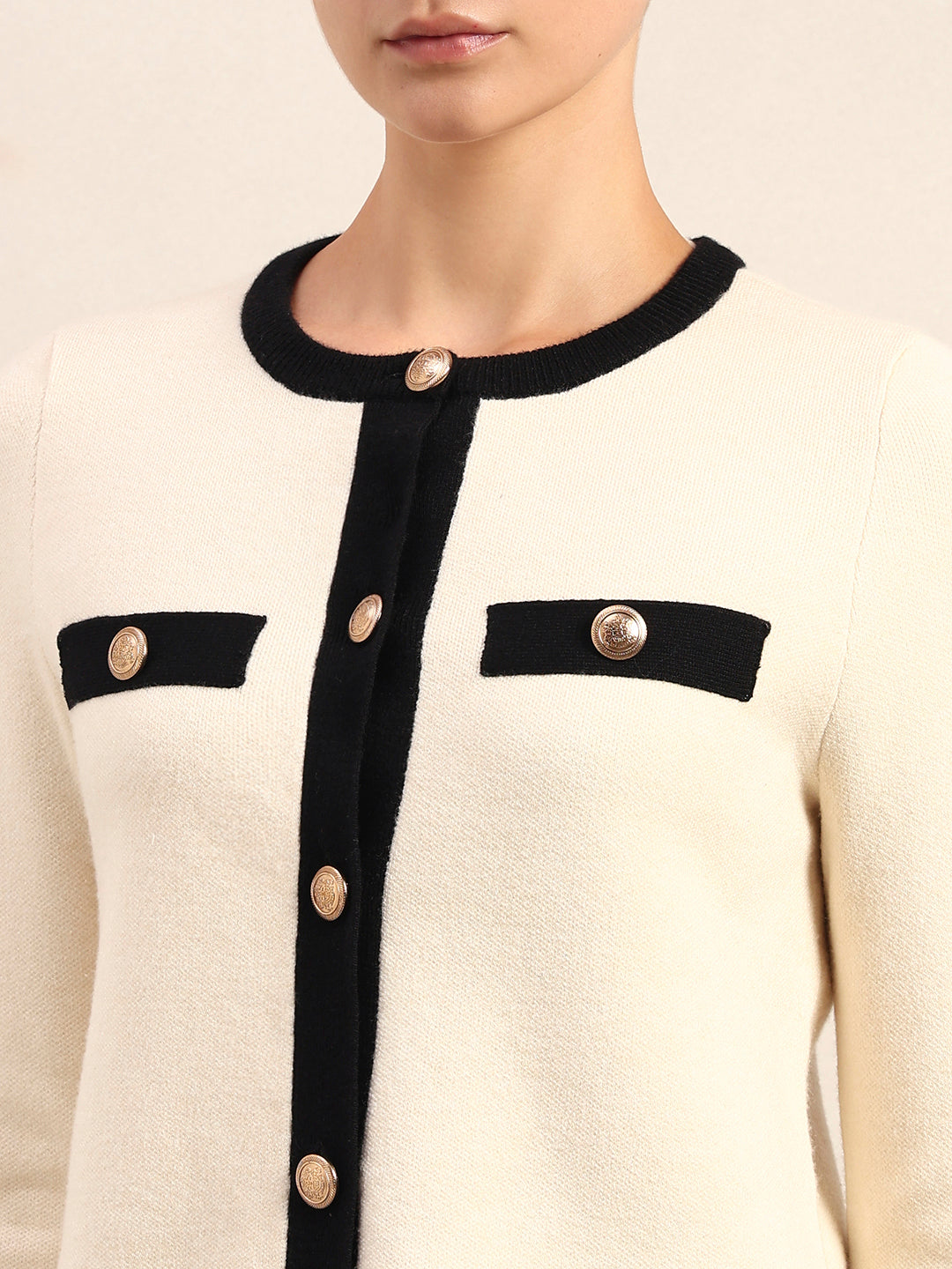 Contrast Trim Knit Cardigan