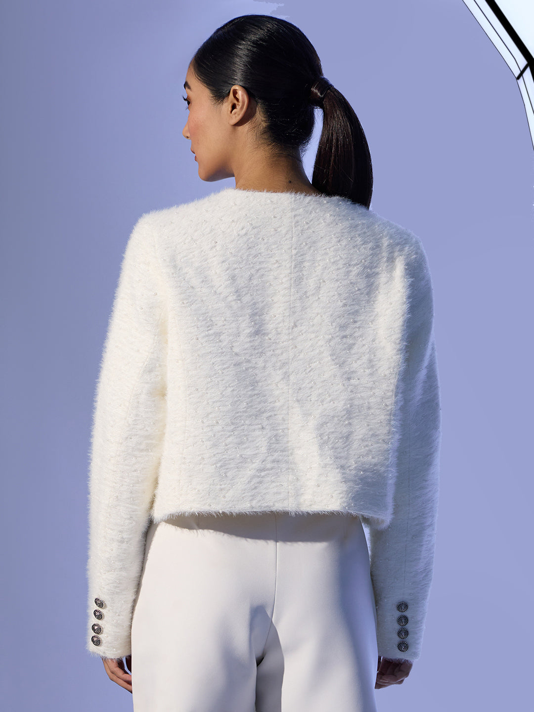 EDIT White Pearl Embellished Jacket