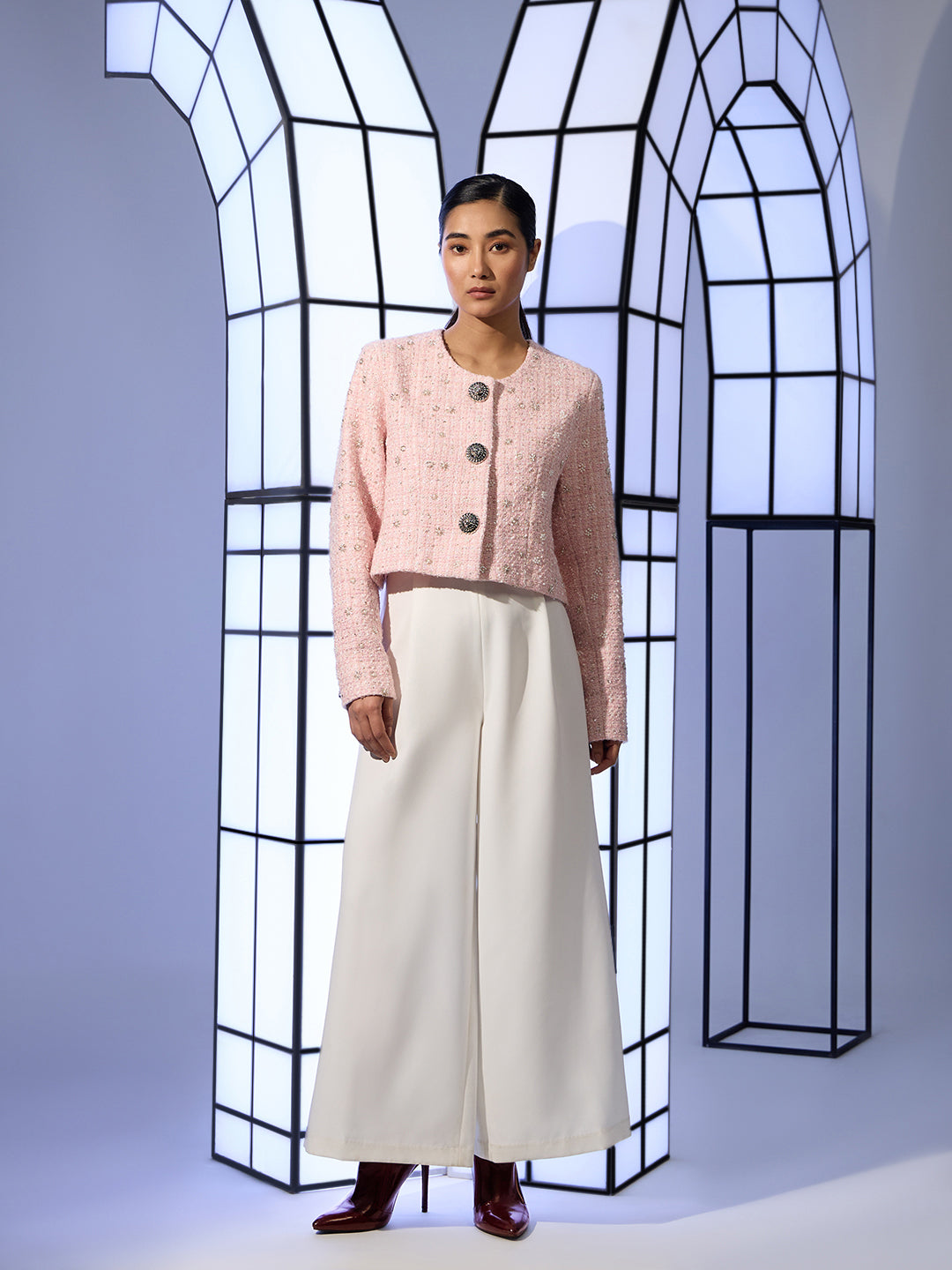 EDIT Pink Embellished Tweed Jacket