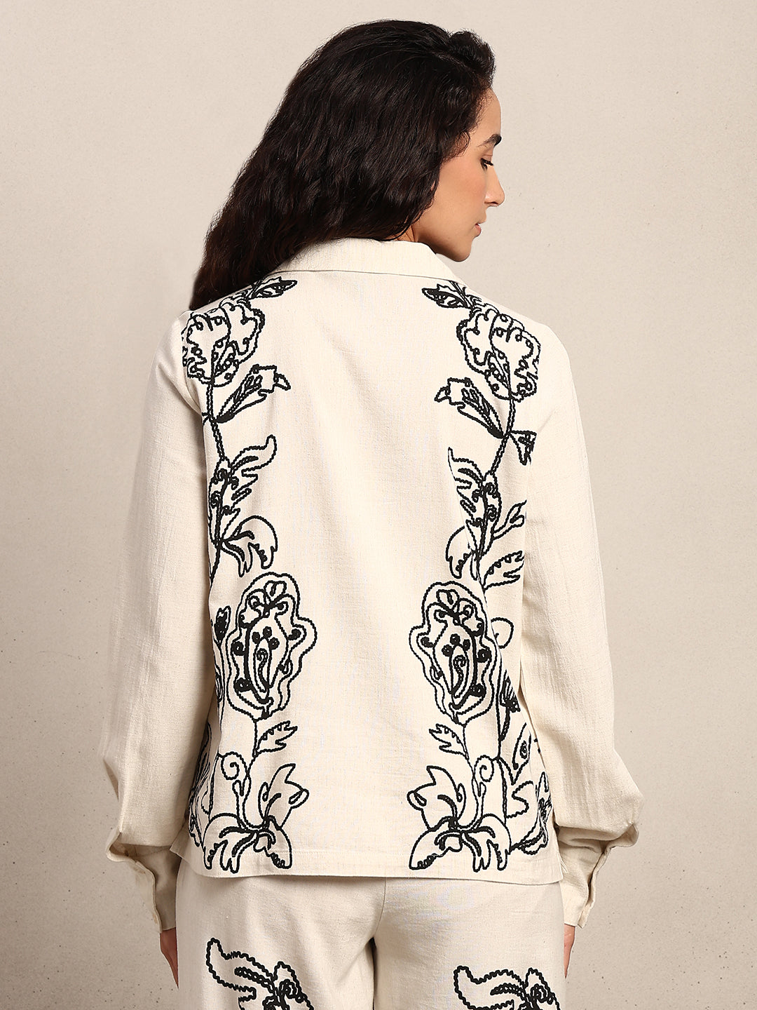 Black Cording V-Neck Shirt