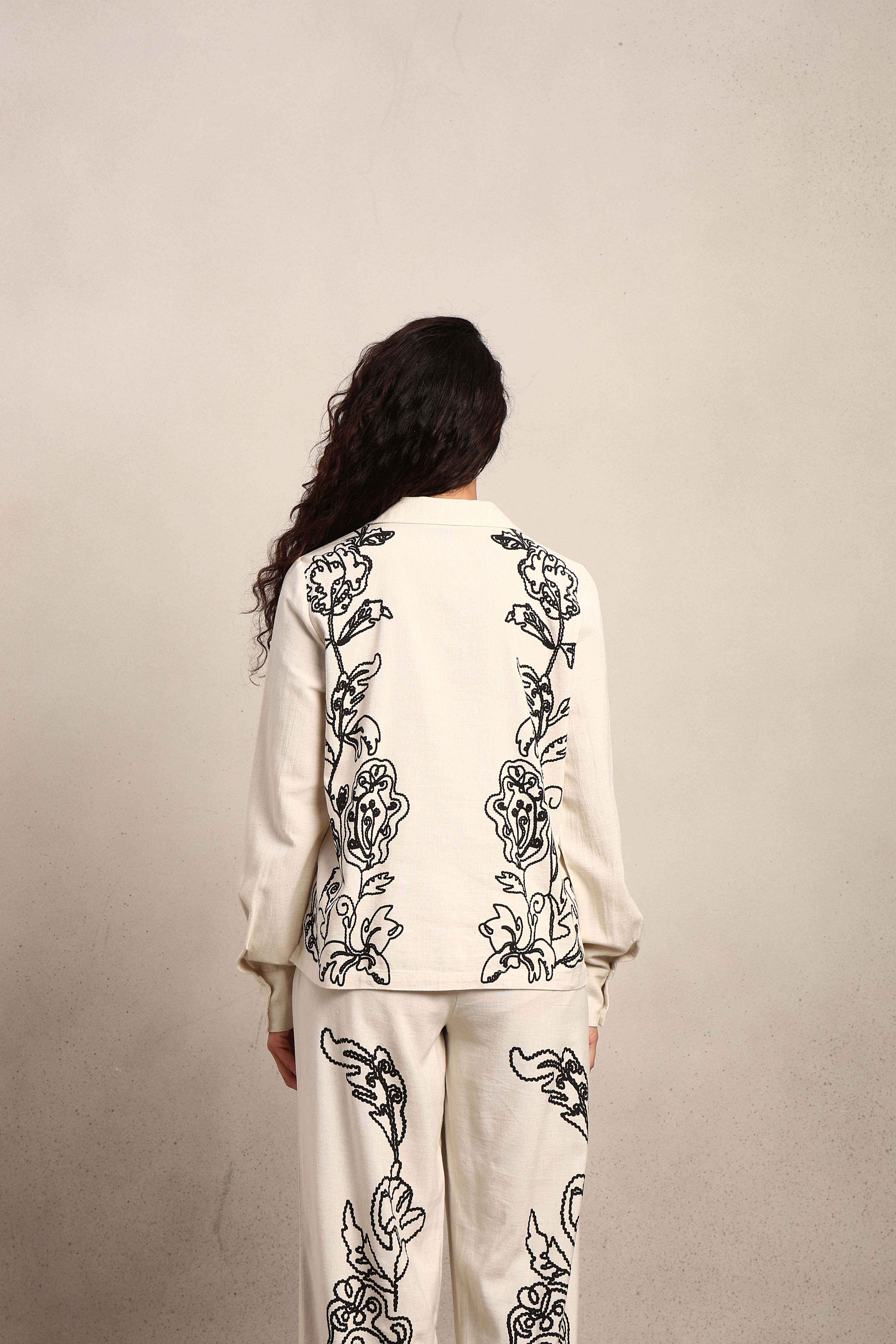 Black Cording V-Neck Shirt